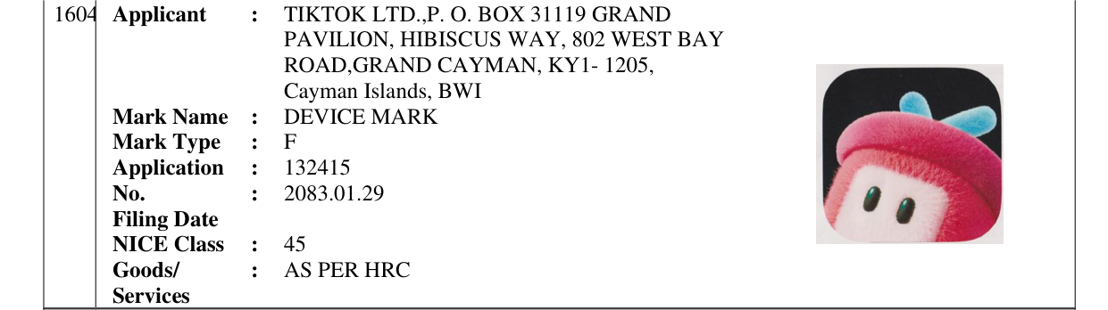 Original bulletin entry for DEVICE MARK