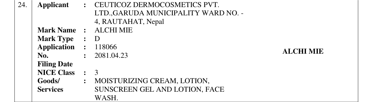 Original bulletin entry for ALCHI MIE