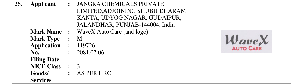 Original bulletin entry for WaveX Auto Care (and logo)