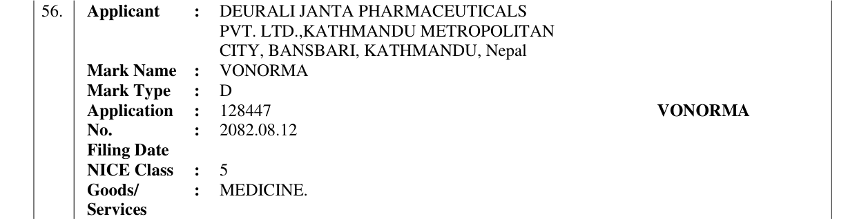 Original bulletin entry for VONORMA