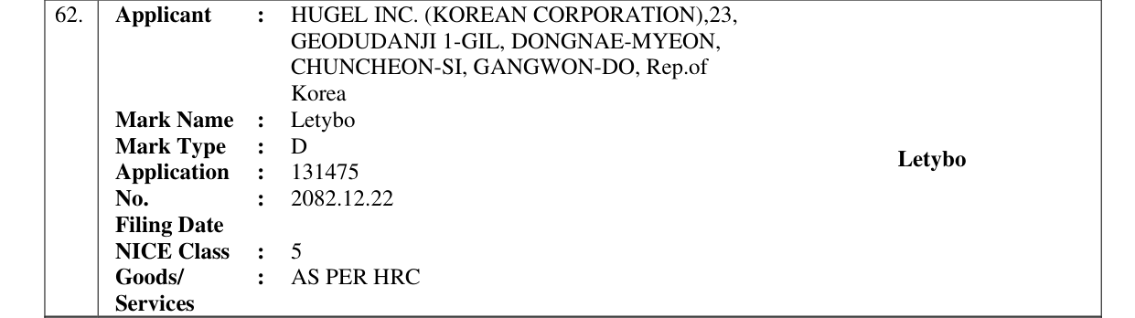 Original bulletin entry for Letybo