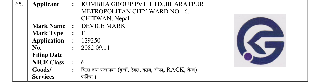 Original bulletin entry for DEVICE MARK