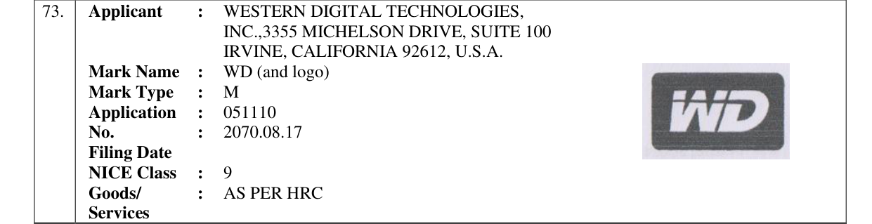 Original bulletin entry for WD (and logo)