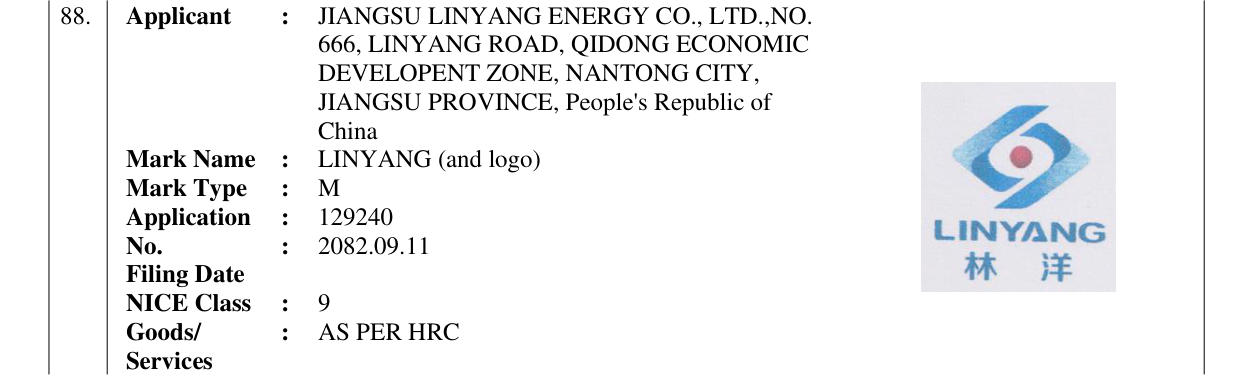 Original bulletin entry for LINYANG (and logo)