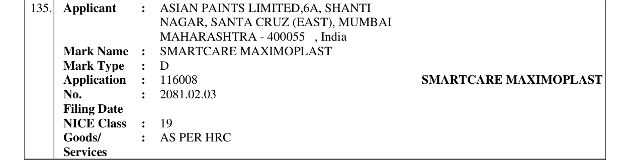 Original bulletin entry for SMARTCARE MAXIMOPLAST