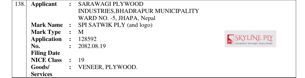 Original bulletin entry for SPI SATWIK PLY (and logo)