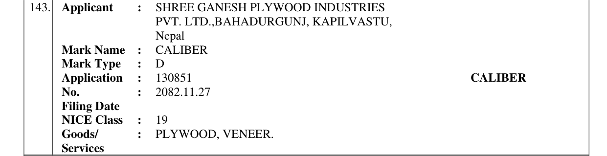 Original bulletin entry for CALIBER