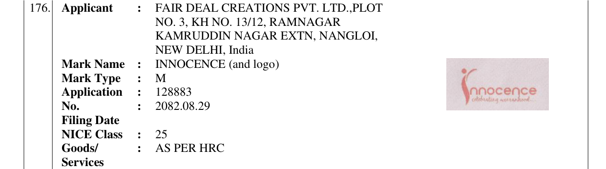 Original bulletin entry for INNOCENCE (and logo)