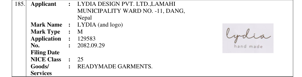 Original bulletin entry for LYDIA (and logo)