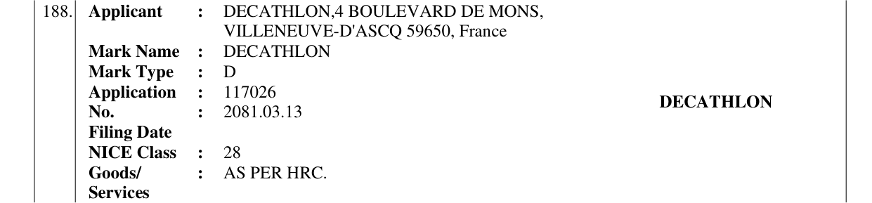 Original bulletin entry for DECATHLON