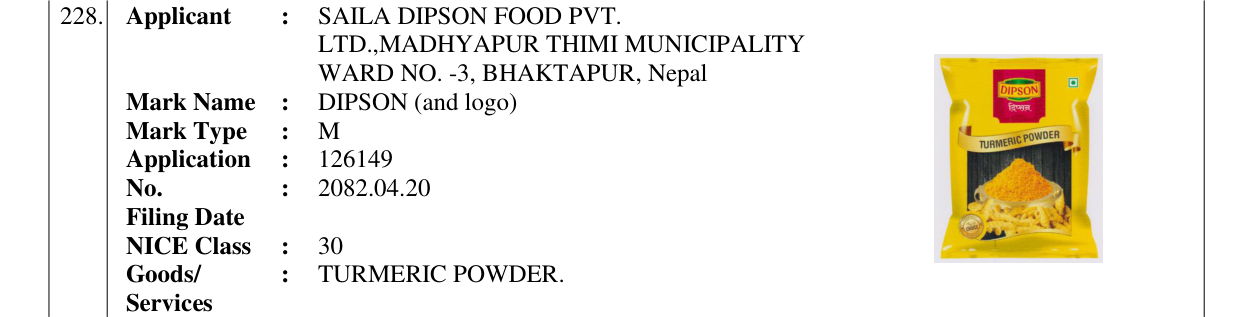 Original bulletin entry for DIPSON (and logo)