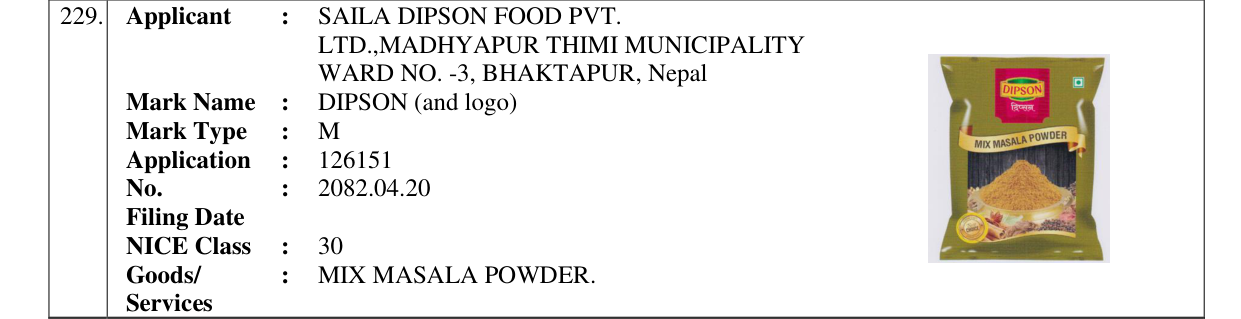 Original bulletin entry for DIPSON (and logo)