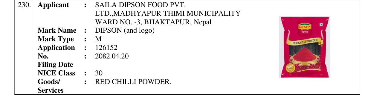 Original bulletin entry for DIPSON (and logo)
