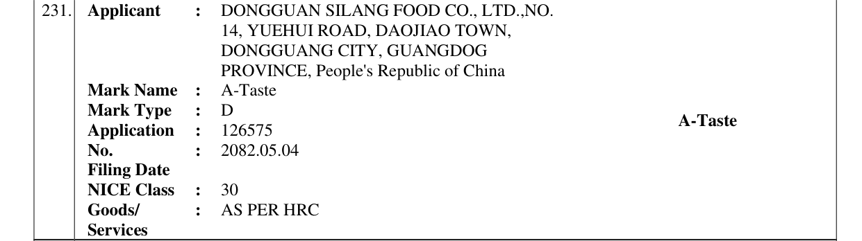 Original bulletin entry for A-Taste