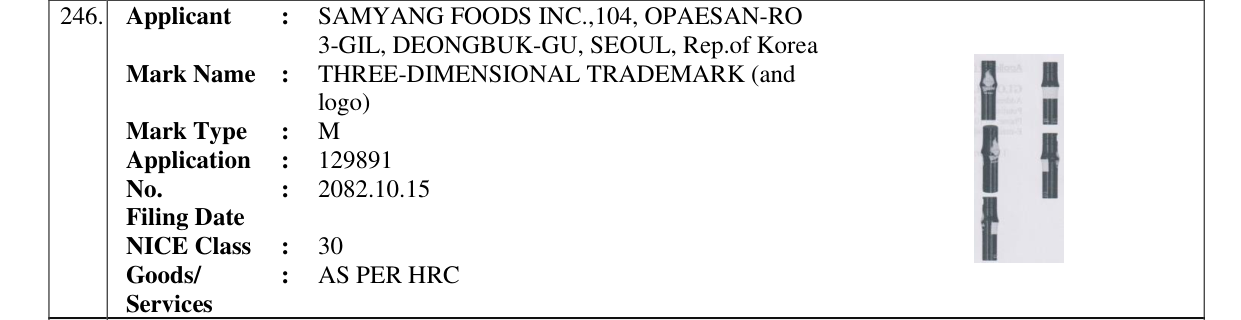 Original bulletin entry for THREE-DIMENSIONAL TRADEMARK (and logo)