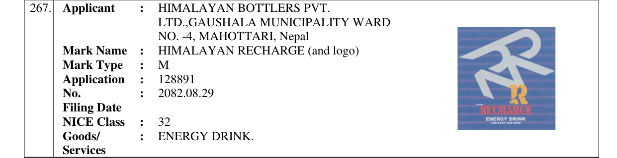 Original bulletin entry for HIMALAYAN RECHARGE (and logo)