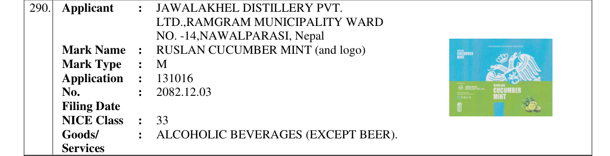 Original bulletin entry for RUSLAN CUCUMBER MINT (and logo)