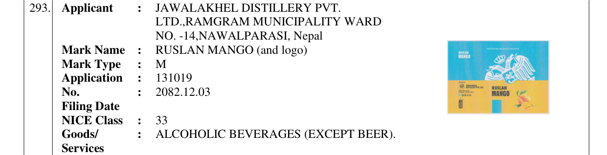 Original bulletin entry for RUSLAN MANGO (and logo)