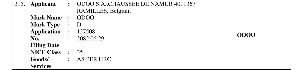Original bulletin entry for ODOO