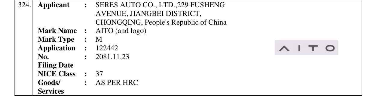 Original bulletin entry for AITO (and logo)