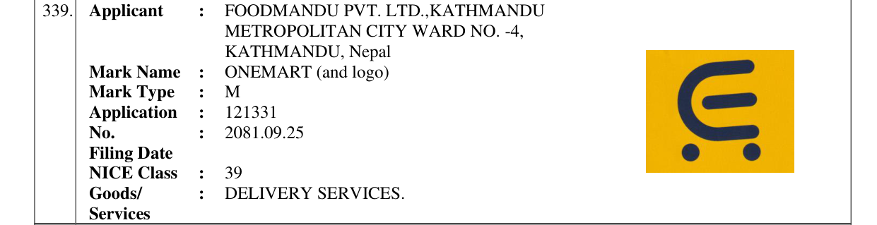 Original bulletin entry for ONEMART (and logo)