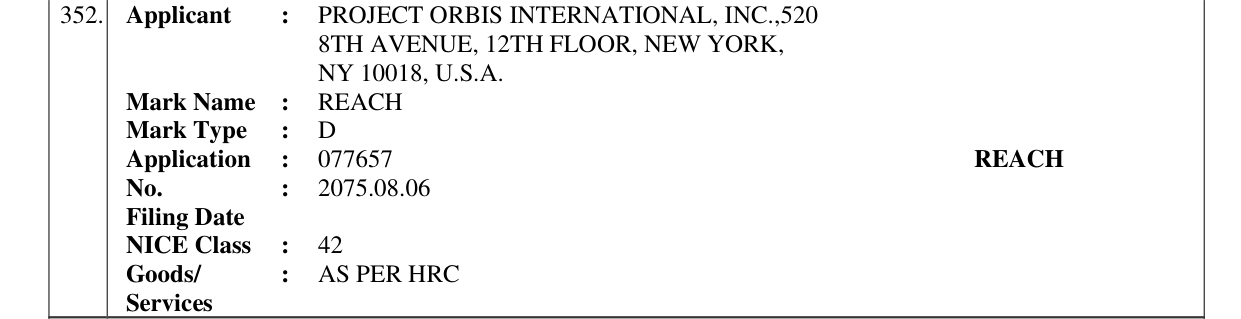 Original bulletin entry for REACH