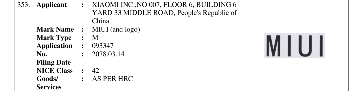 Original bulletin entry for MIUI (and logo)