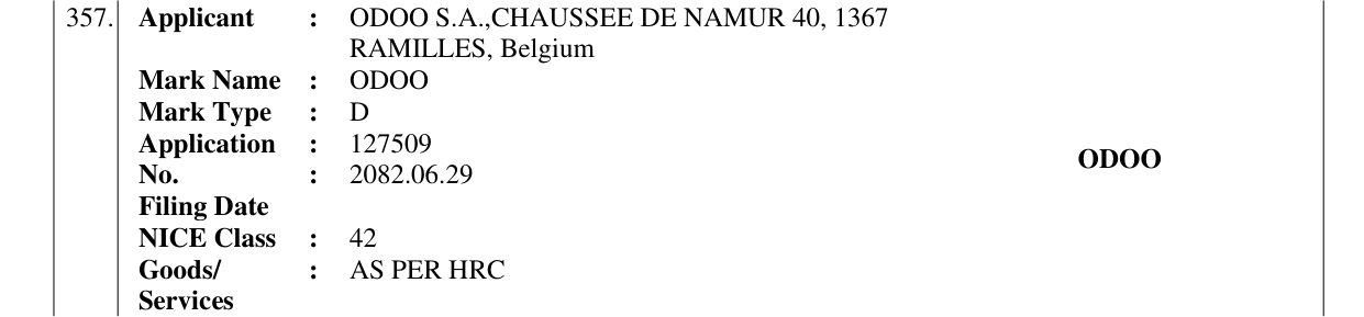 Original bulletin entry for ODOO