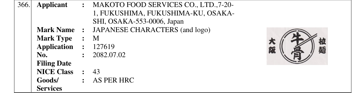 Original bulletin entry for JAPANESE CHARACTERS (and logo)