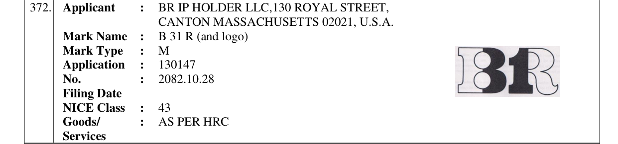 Original bulletin entry for B 31 R (and logo)