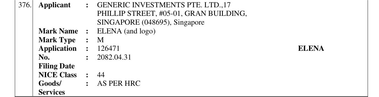 Original bulletin entry for ELENA (and logo)