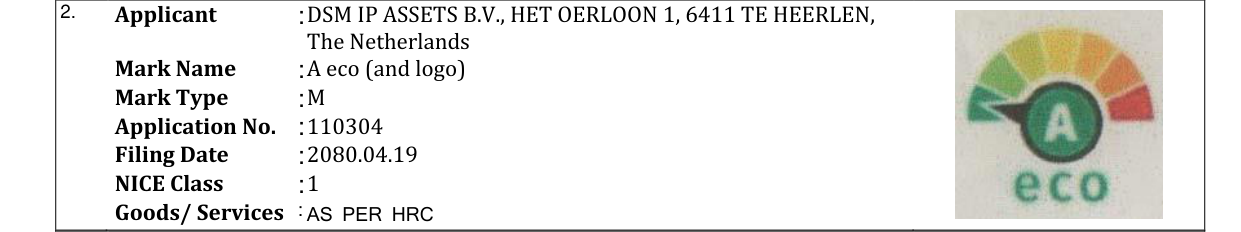 Original bulletin entry for A eco (and logo)