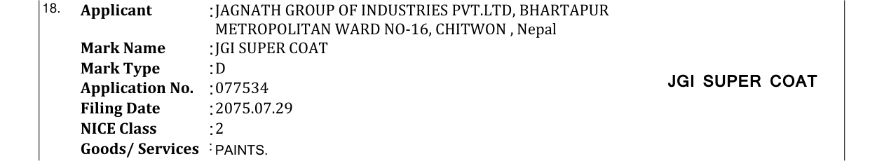 Original bulletin entry for JGI SUPER COAT