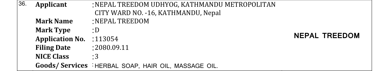 Original bulletin entry for NEPAL TREEDOM