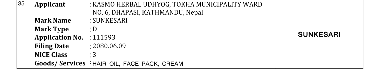 Original bulletin entry for SUNKESARI