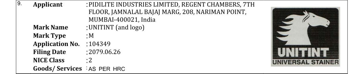 Original bulletin entry for UNITINT (and logo)