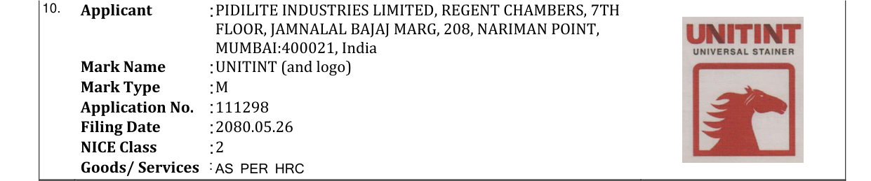 Original bulletin entry for UNITINT (and logo)