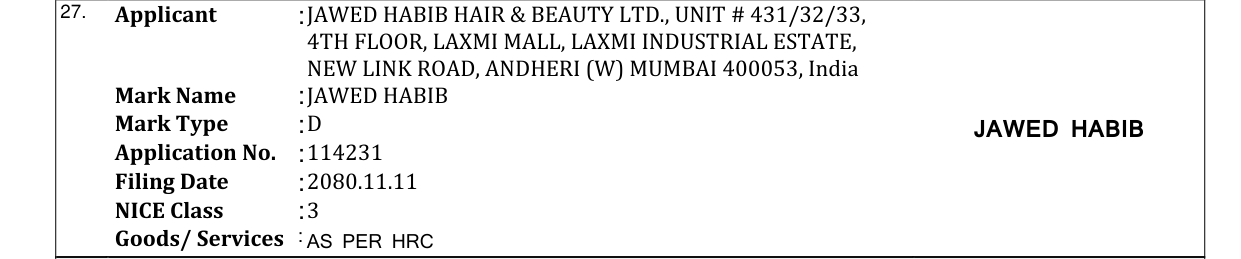 Original bulletin entry for JAWED HABIB