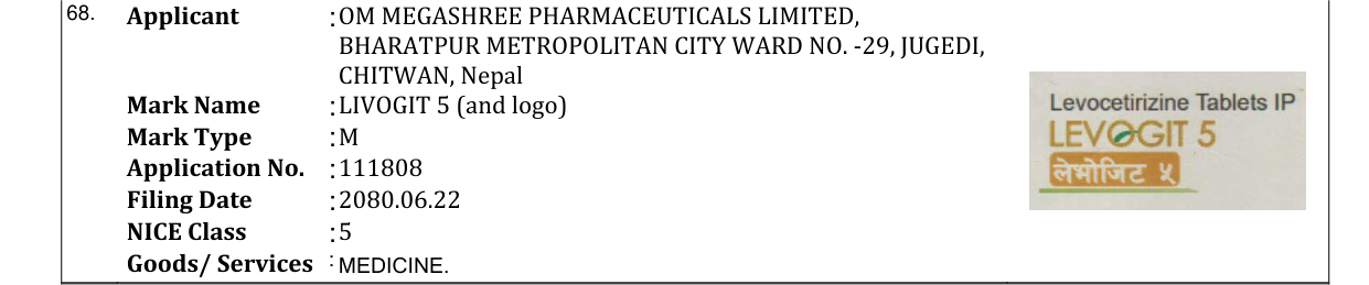 Original bulletin entry for LIVOGIT 5 (and logo)