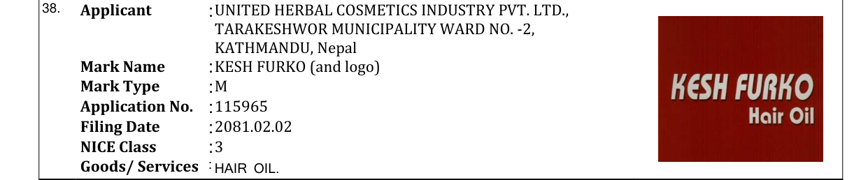 Original bulletin entry for KESH FURKO (and logo)