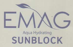 EMAG AQUA HYDRATING SUNBLOCK (and logo) trademark logo