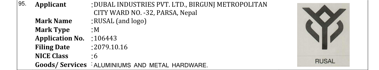 Original bulletin entry for RUSAL (and logo)