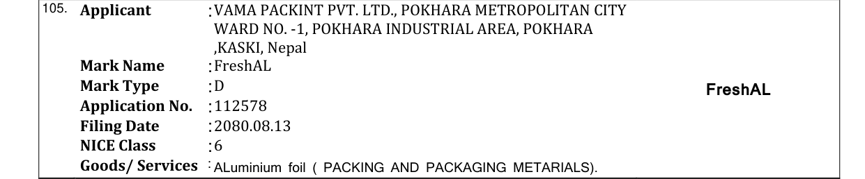 Original bulletin entry for FreshAL