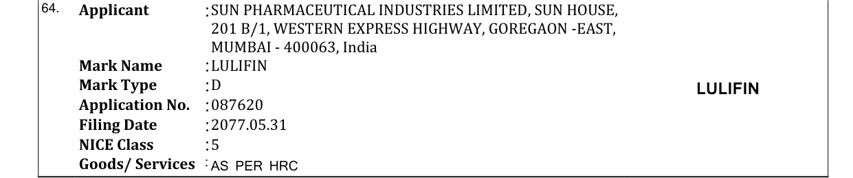 Original bulletin entry for LULIFIN