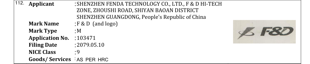 Original bulletin entry for F & D (and logo)