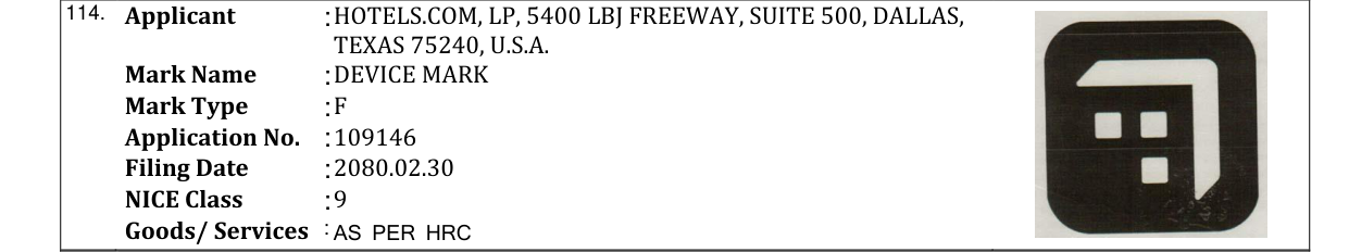 Original bulletin entry for DEVICE MARK