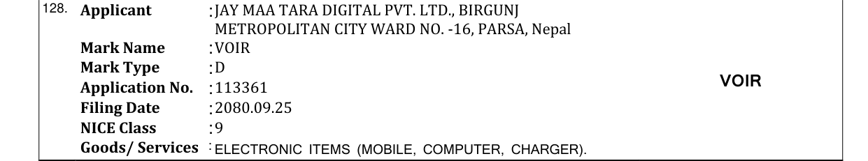 Original bulletin entry for VOIR