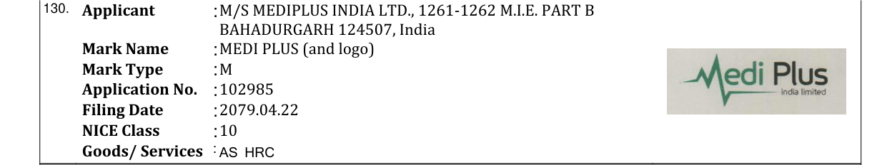 Original bulletin entry for MEDI PLUS (and logo)
