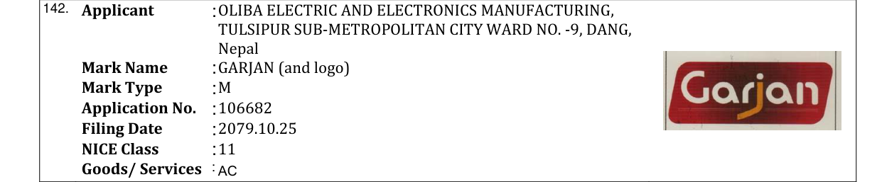 Original bulletin entry for GARJAN (and logo)