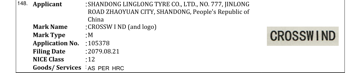 Original bulletin entry for CROSSW I ND (and logo)